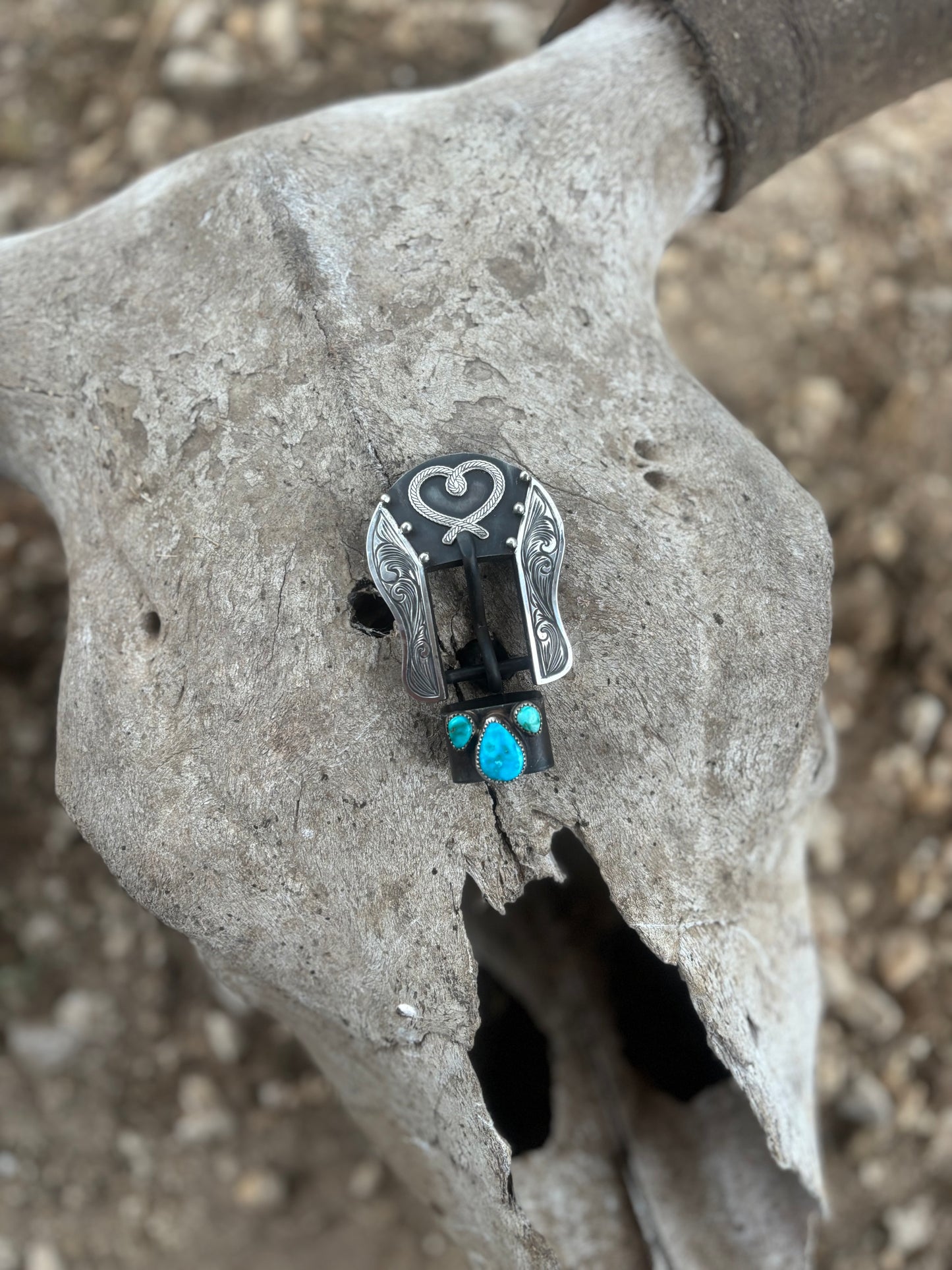 Turquoise Heart headstall buckle
