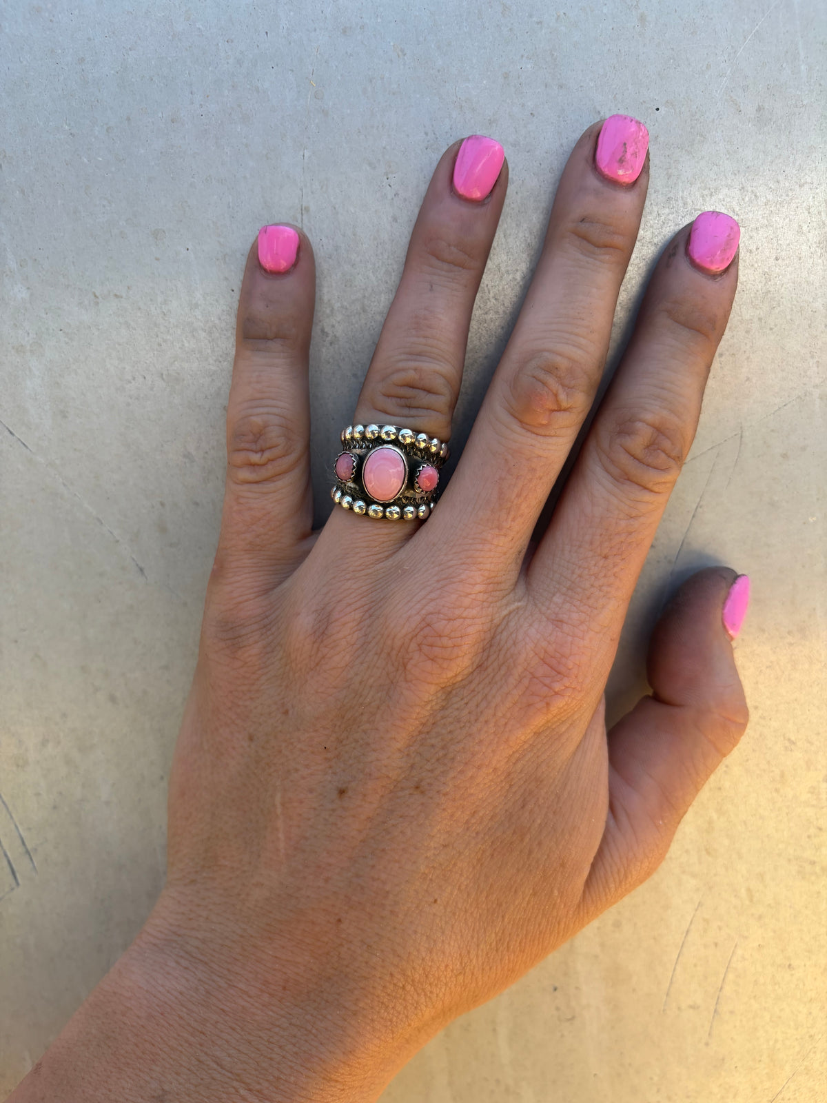 Pink Conch Adjustable Ring