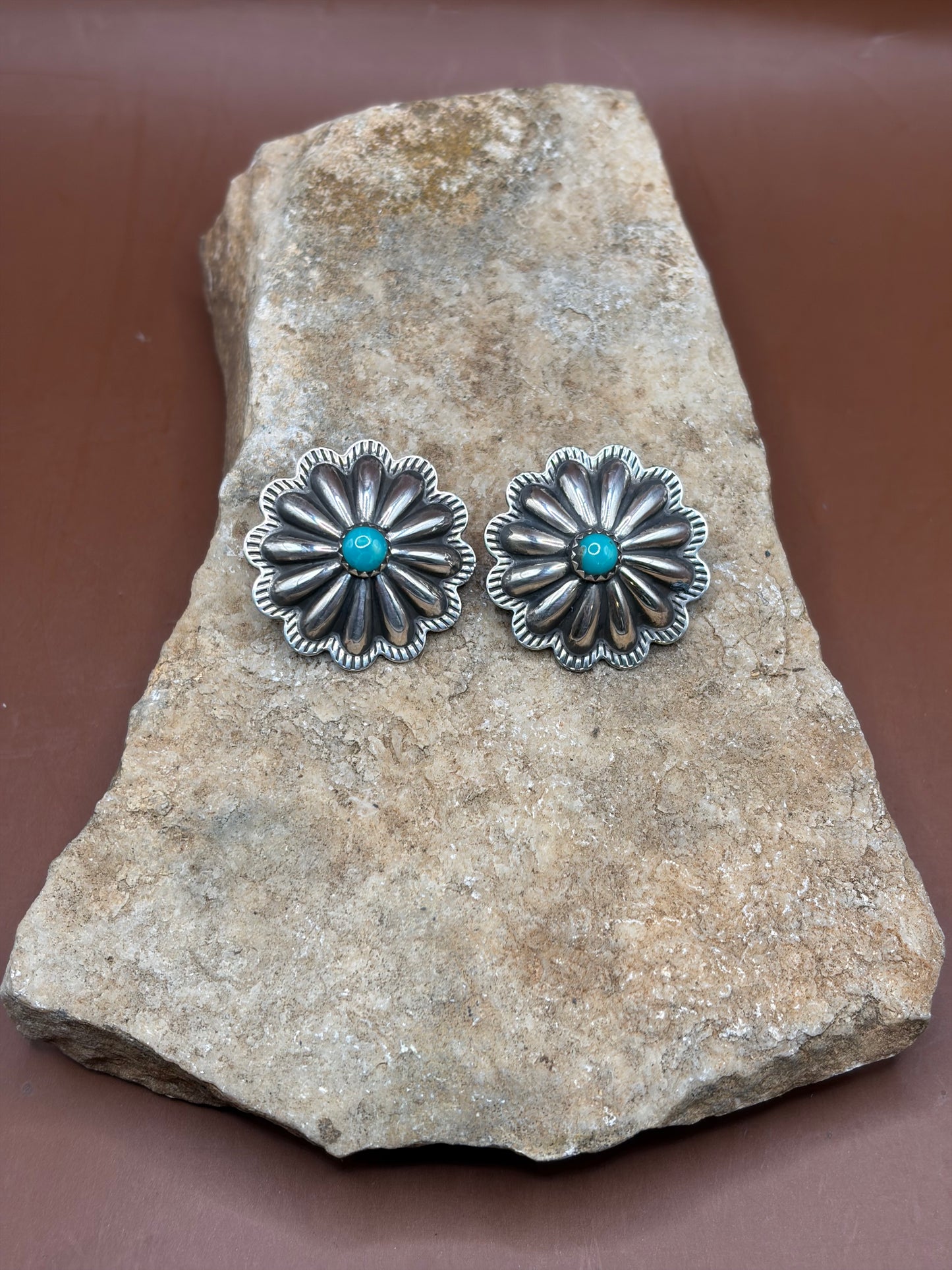 Turquoise Concho Earrings