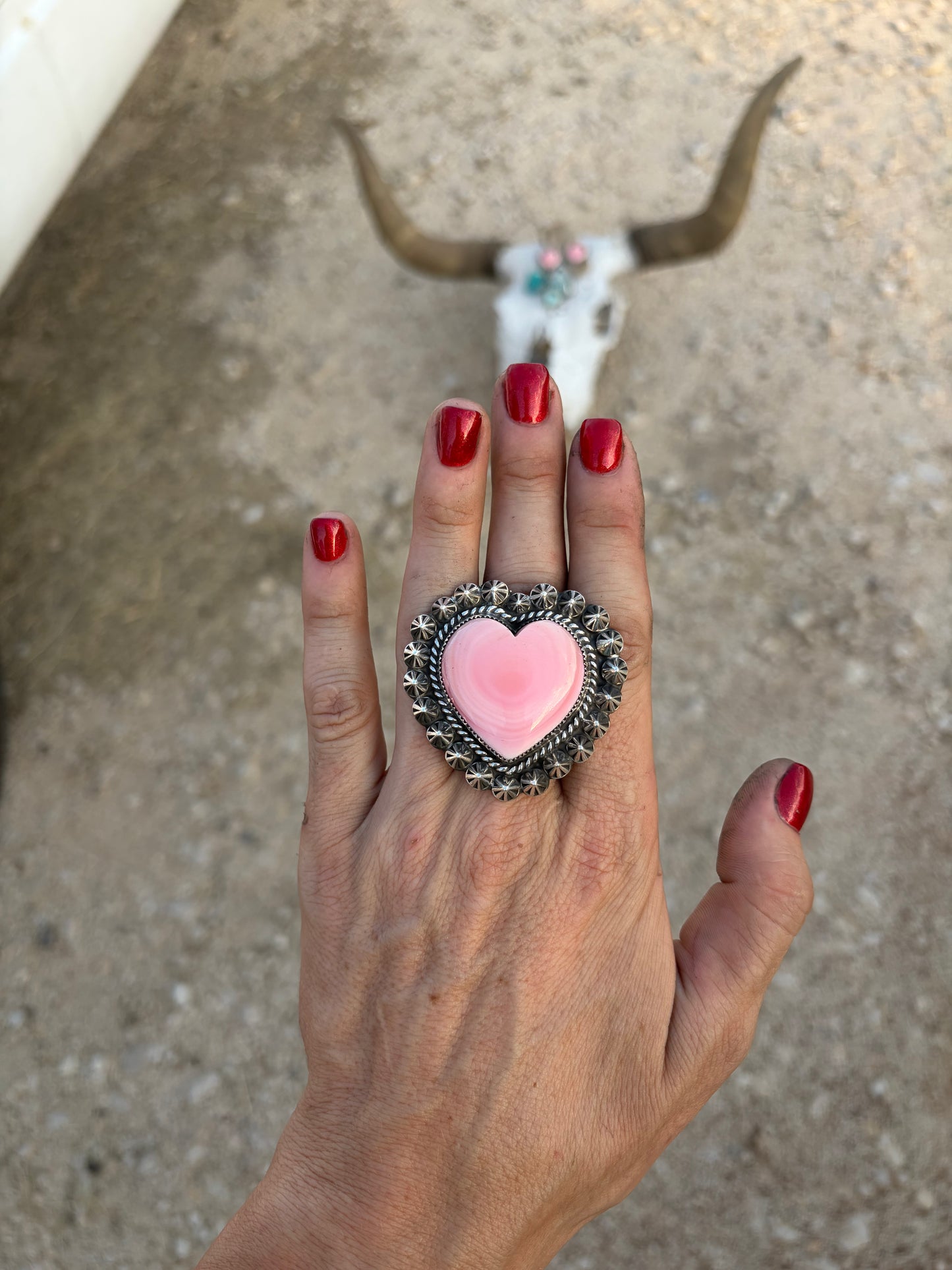 Pink Conch Adjustable Ring