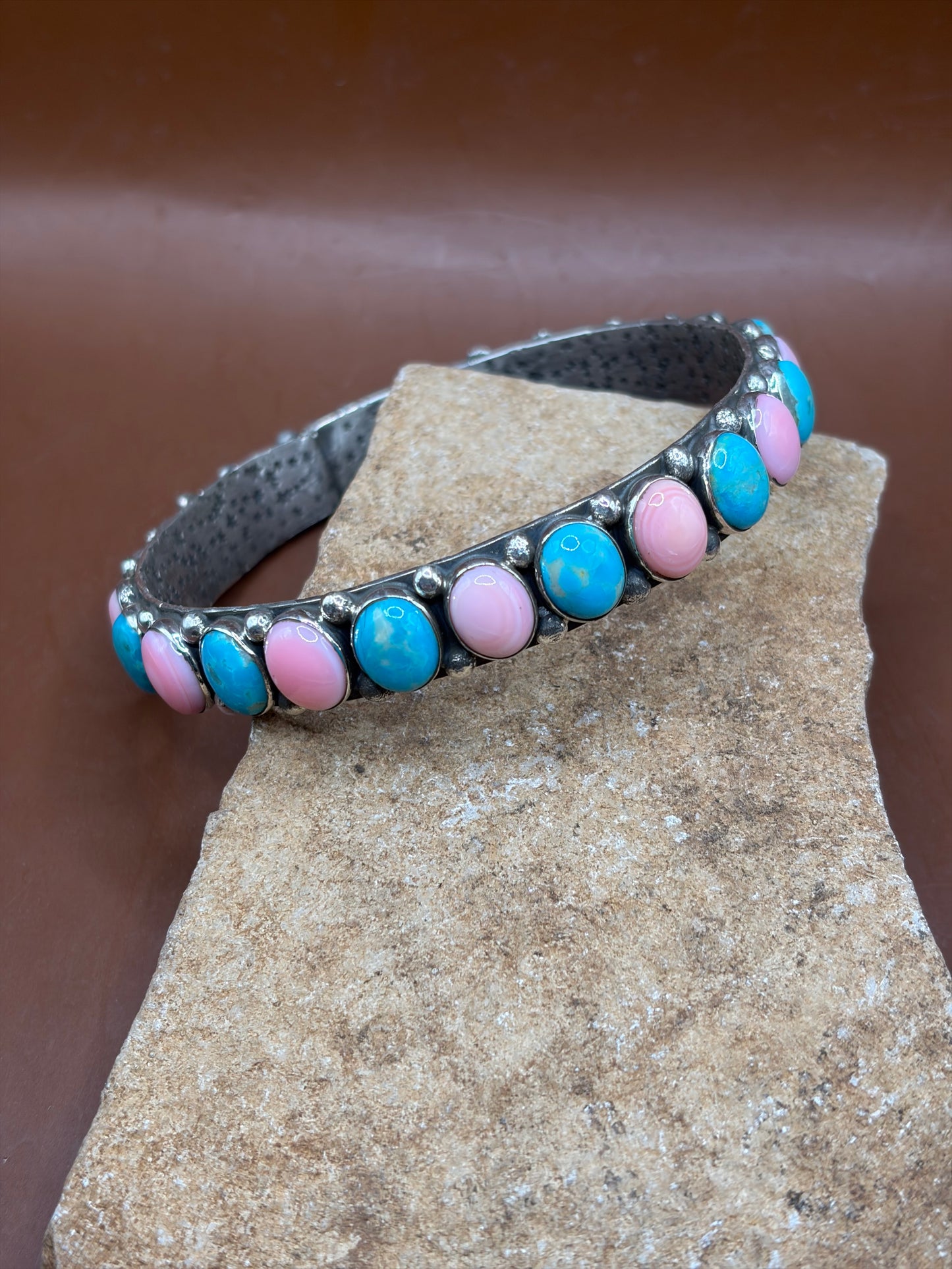 Pink Conch and Kingman Mine Bangle