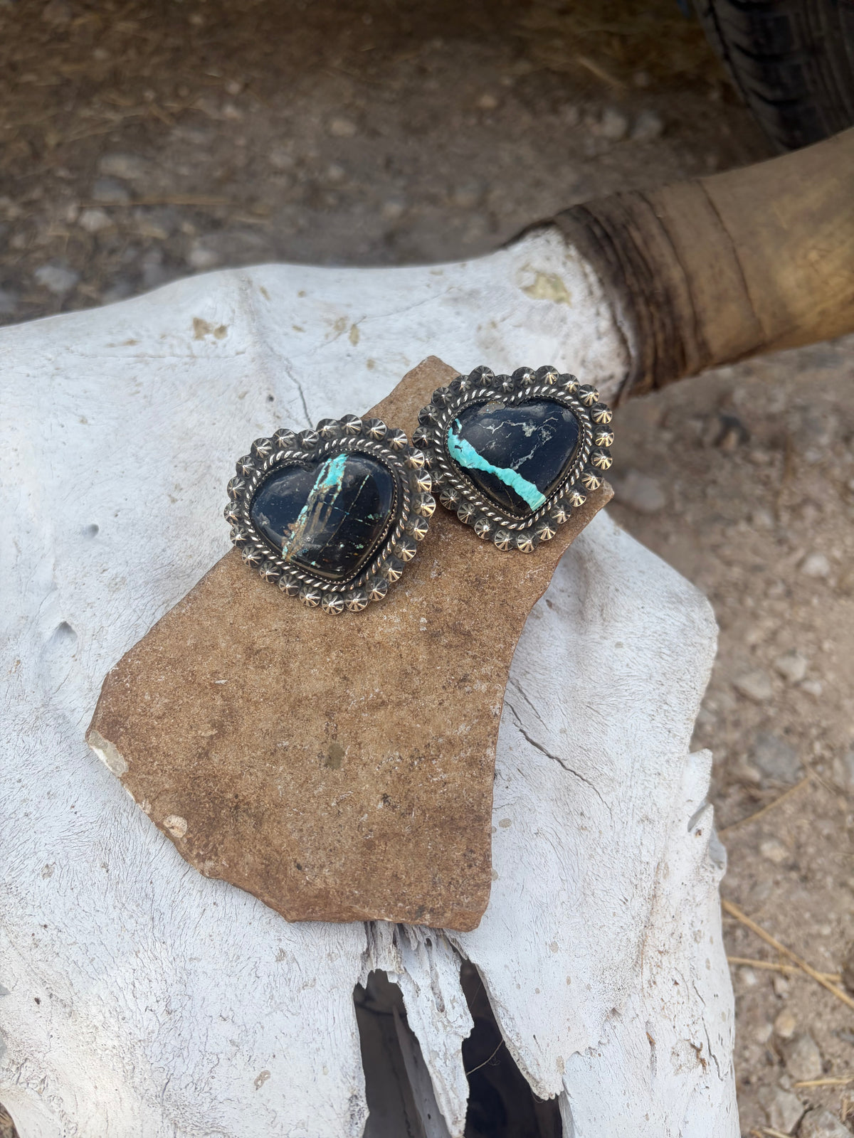 Black Jack Heart Earrings