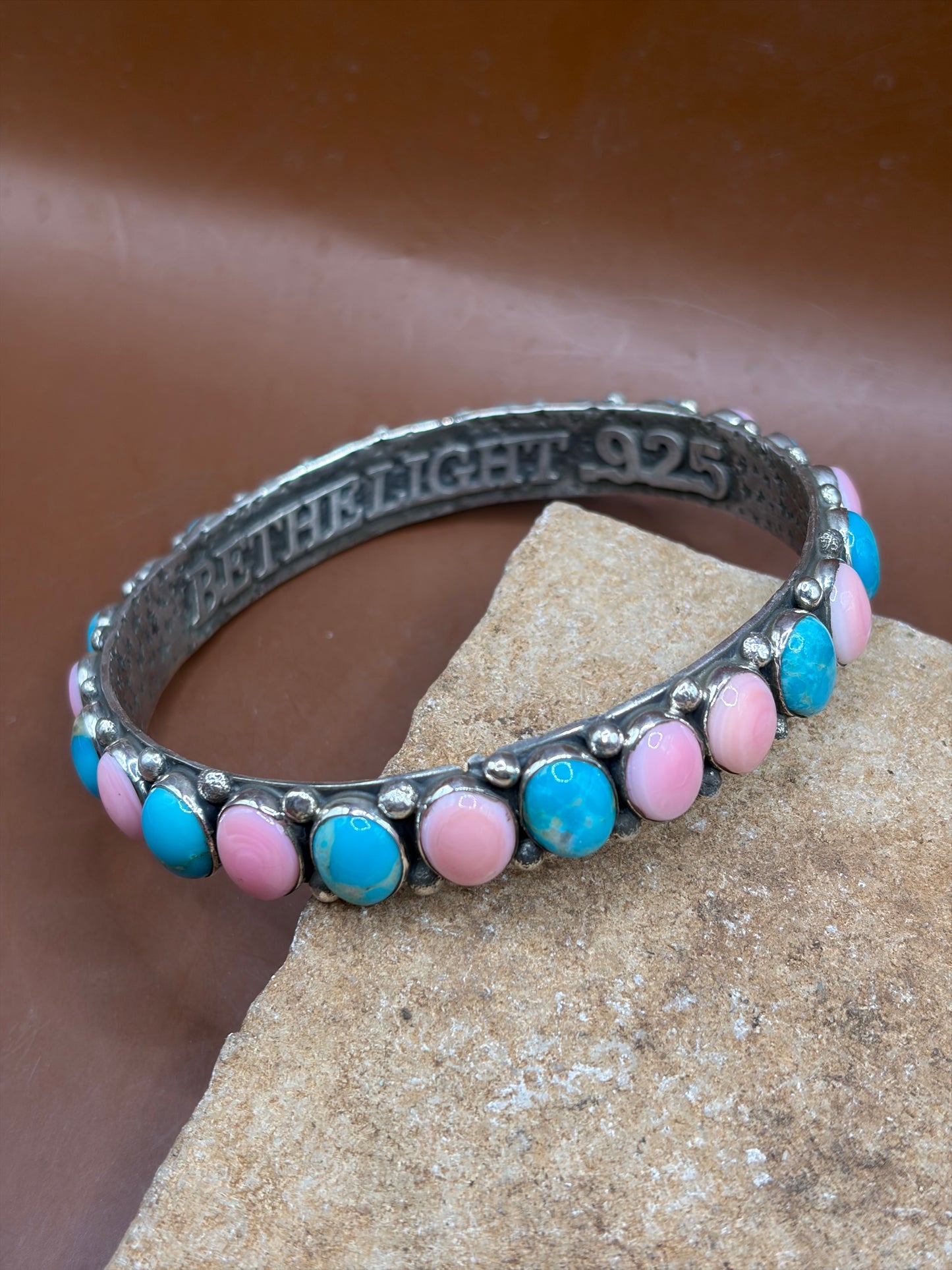 Pink Conch and Kingman Mine Bangle
