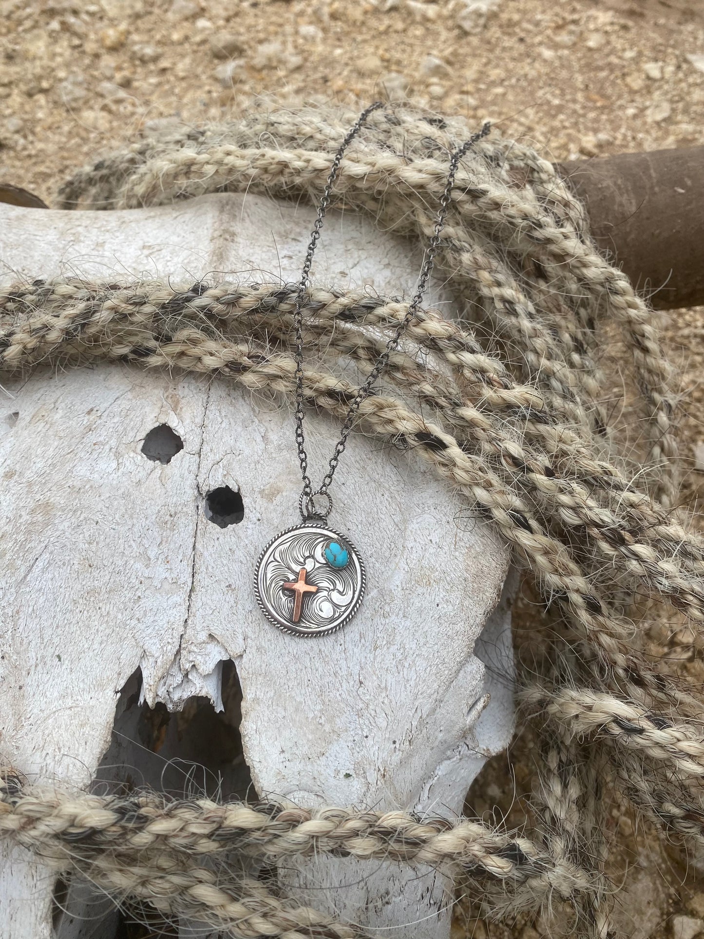 Engraved circle necklace