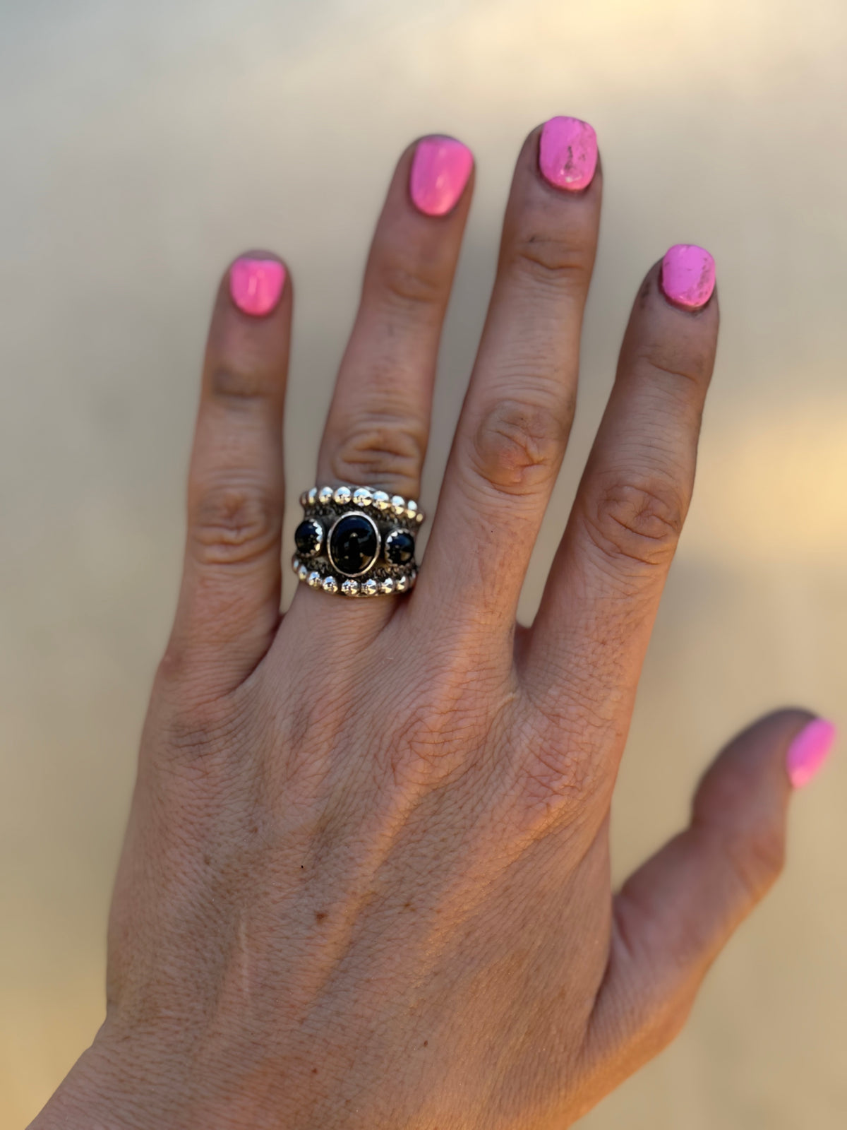 Black Onyx Adjustable Ring