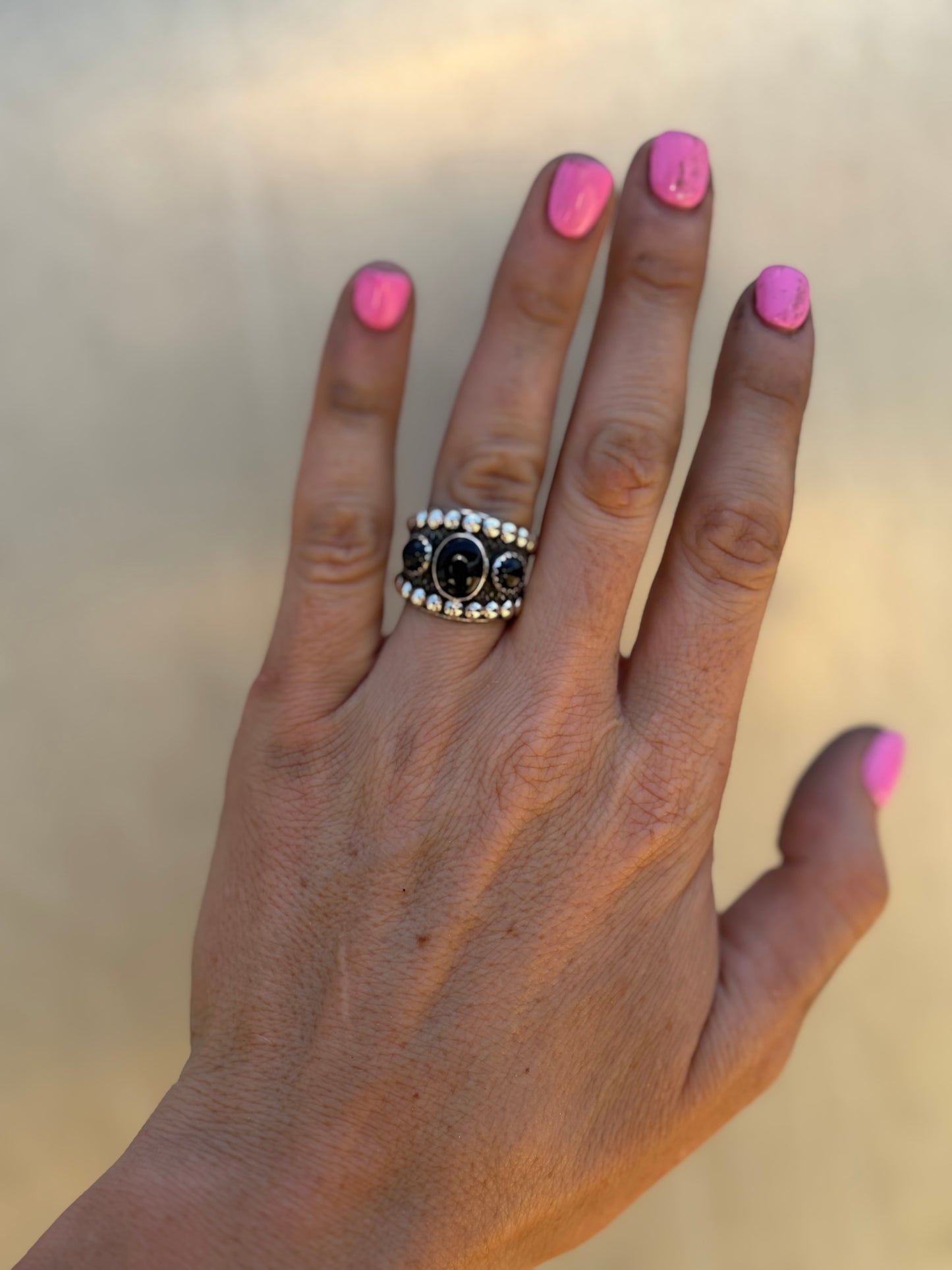 Black Onyx Adjustable Ring