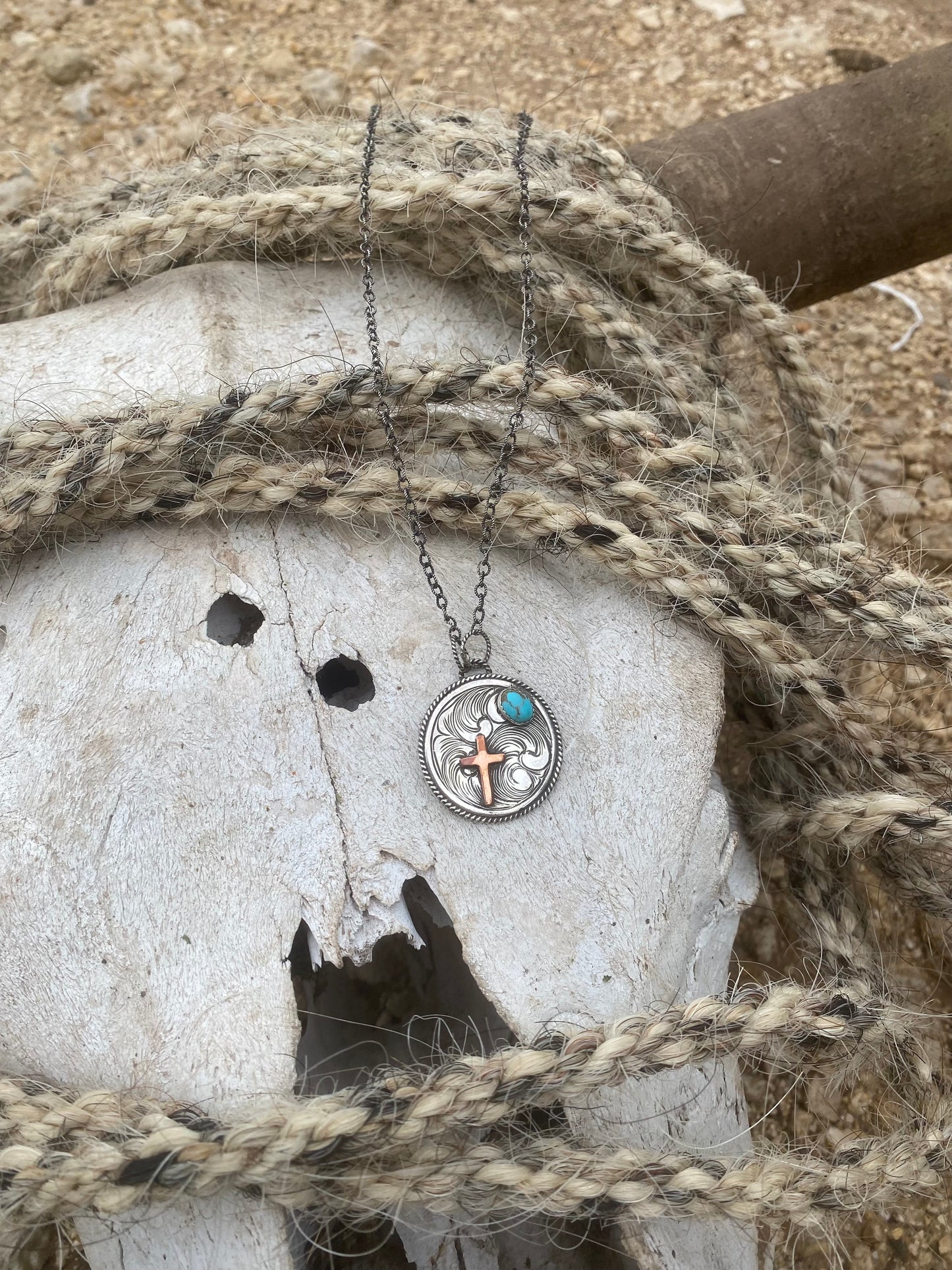 Engraved circle necklace