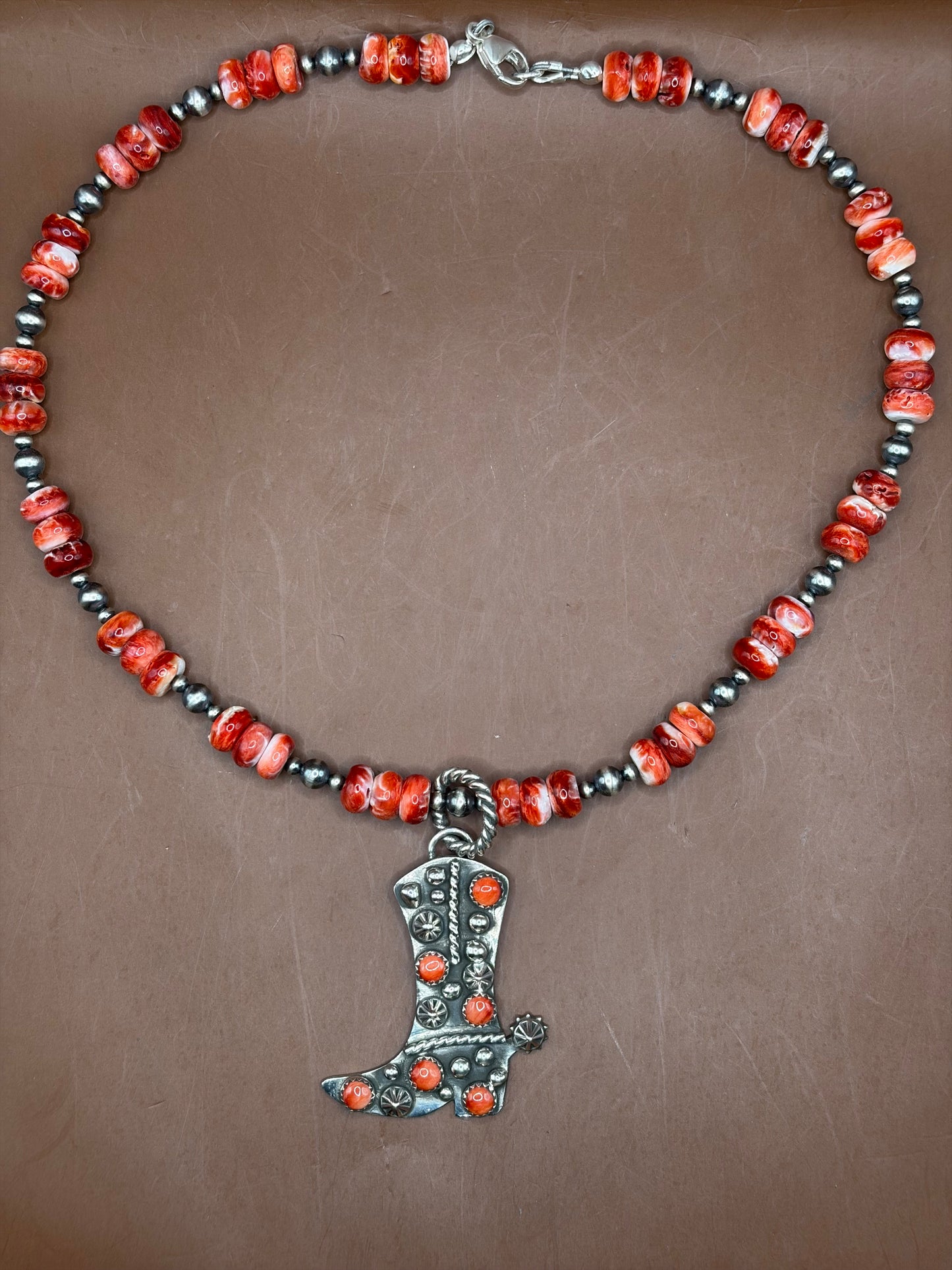 Red Spiny Boot Necklace