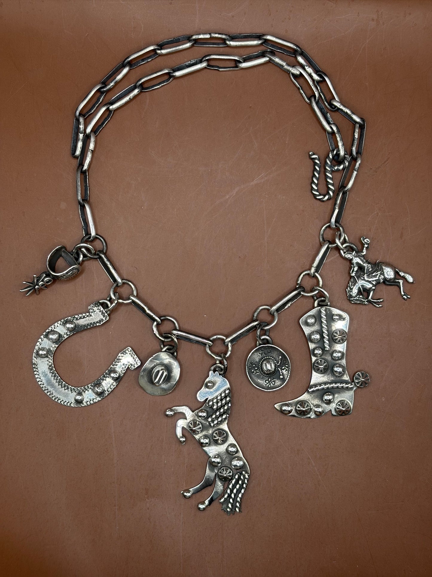 Sterling Silver Western Charm Necklace