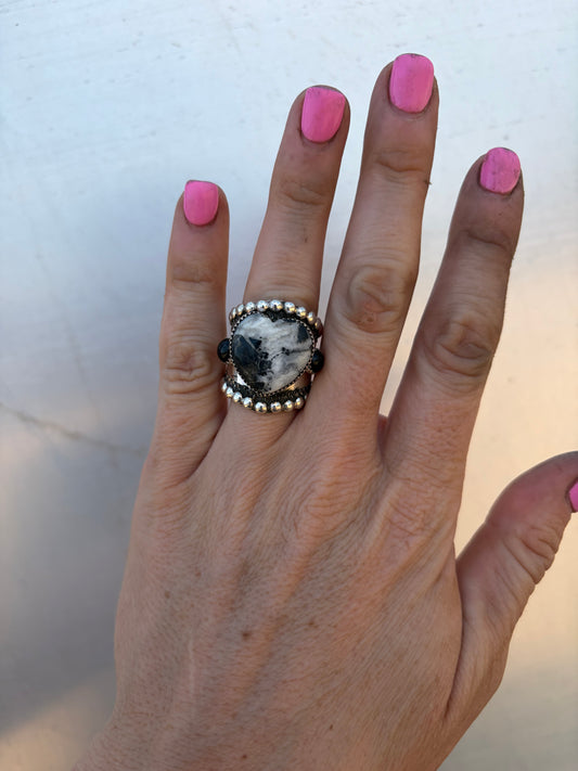 White Buffalo Heart Ring