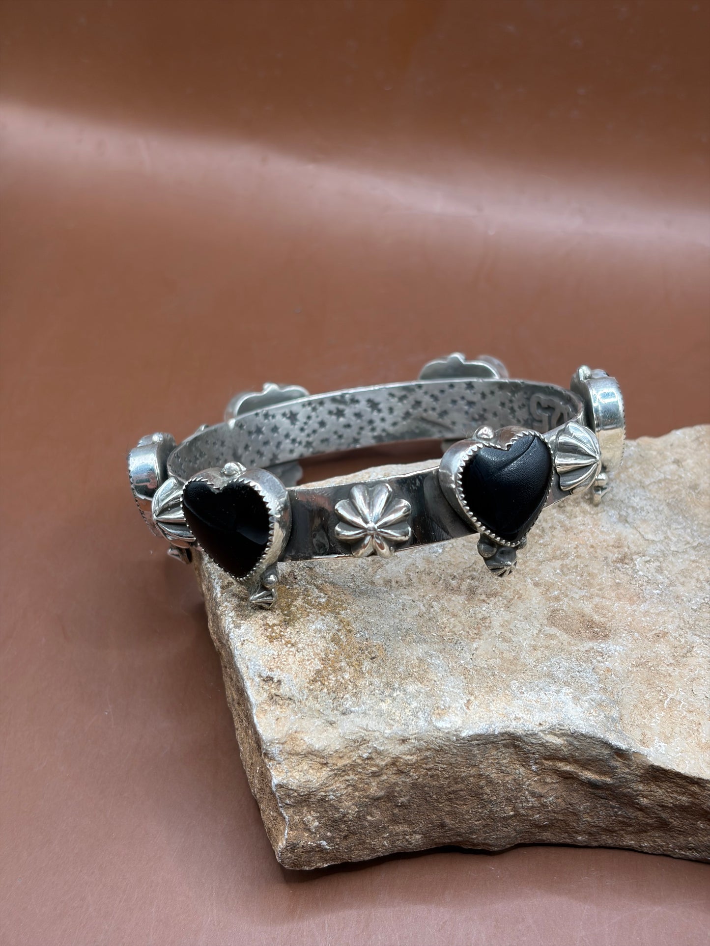 Black Onyx Heart Bangle
