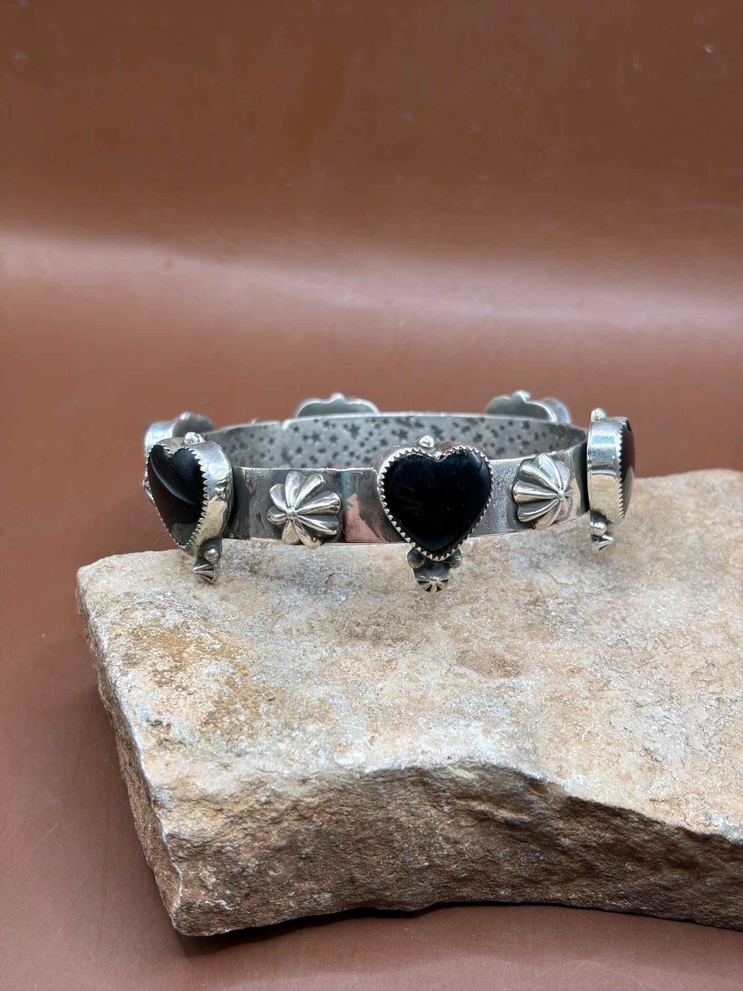Black Onyx Heart Bangle