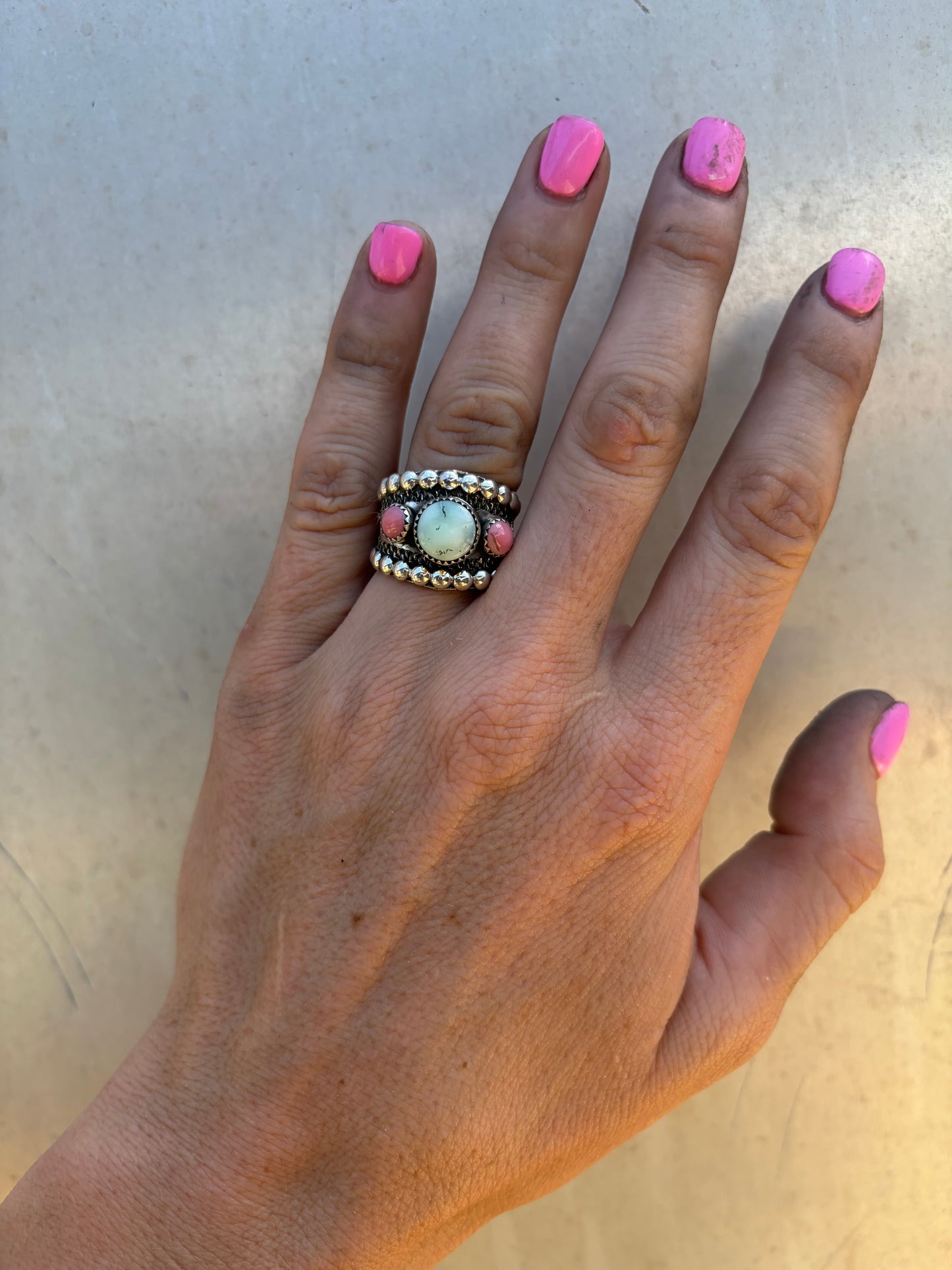Paloma and Pink Conch adjustable Ring