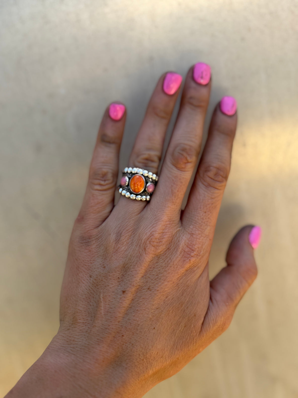Orange Spiny and Pink Conch Ring