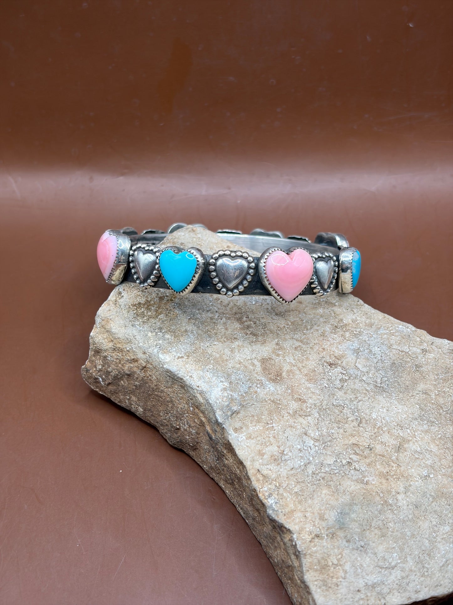 Kingman Mine and Pink Conch Bangle