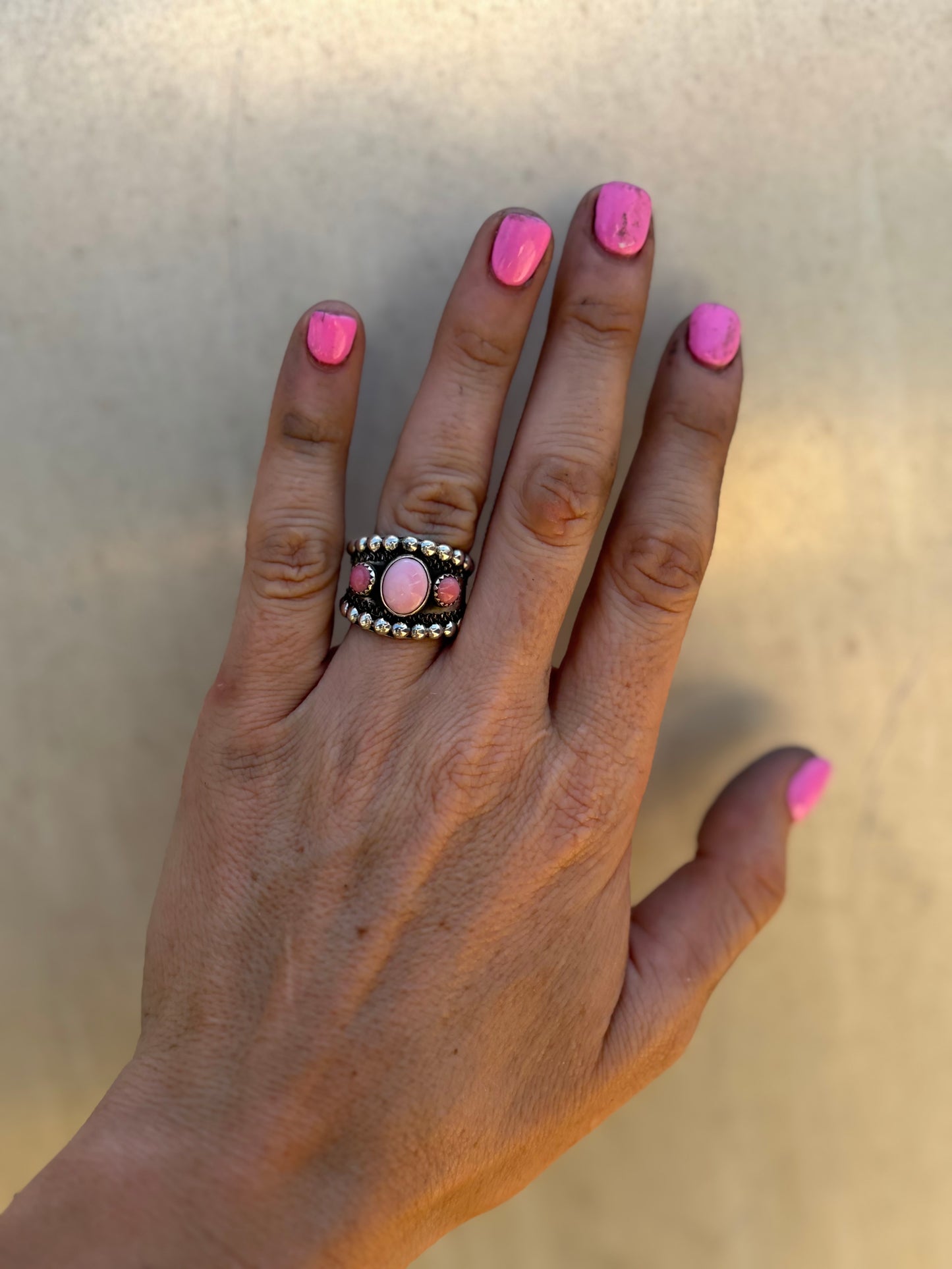 Pink Conch Adjustable Ring