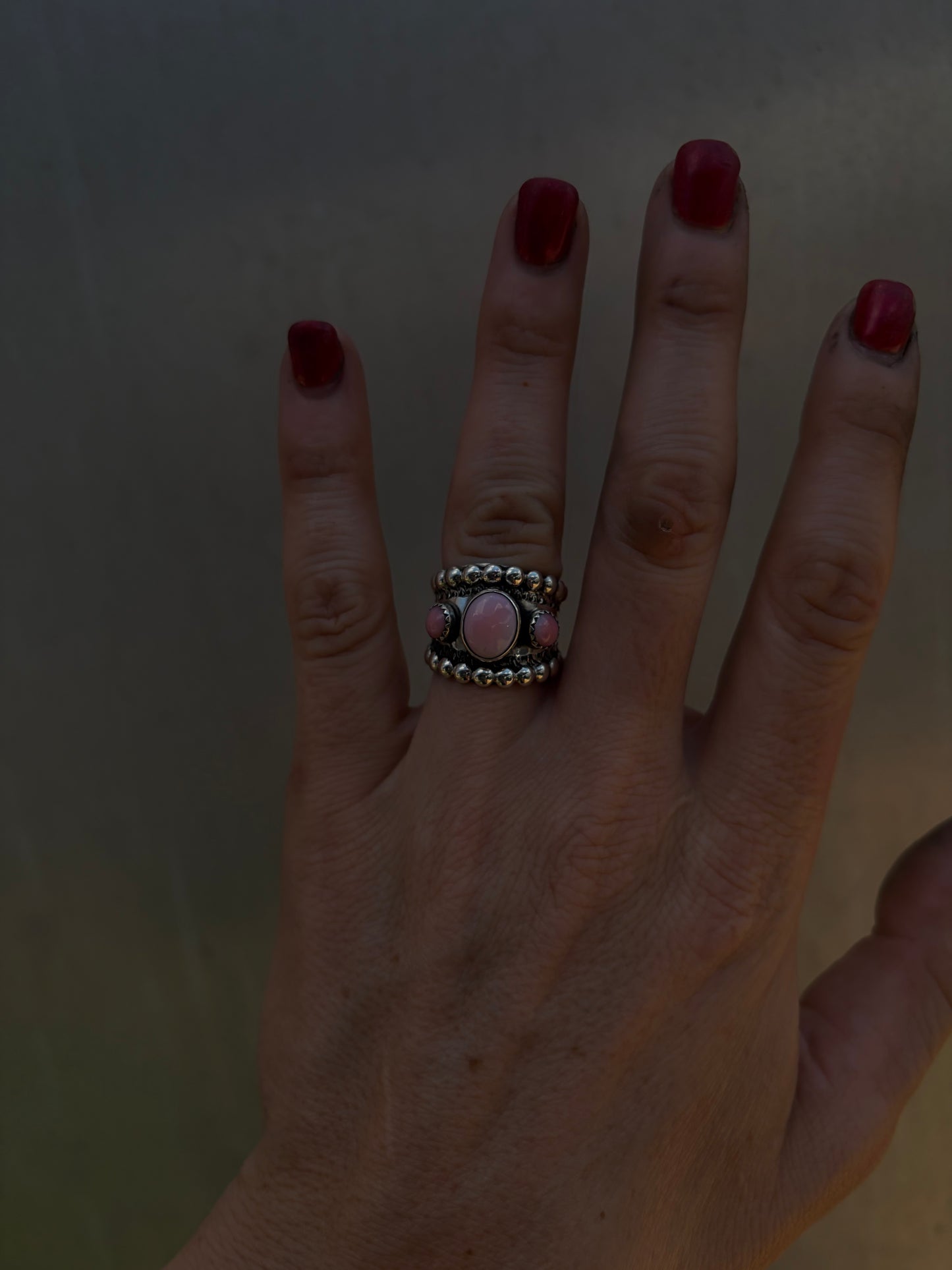 Pink Conch Adjustable Ring