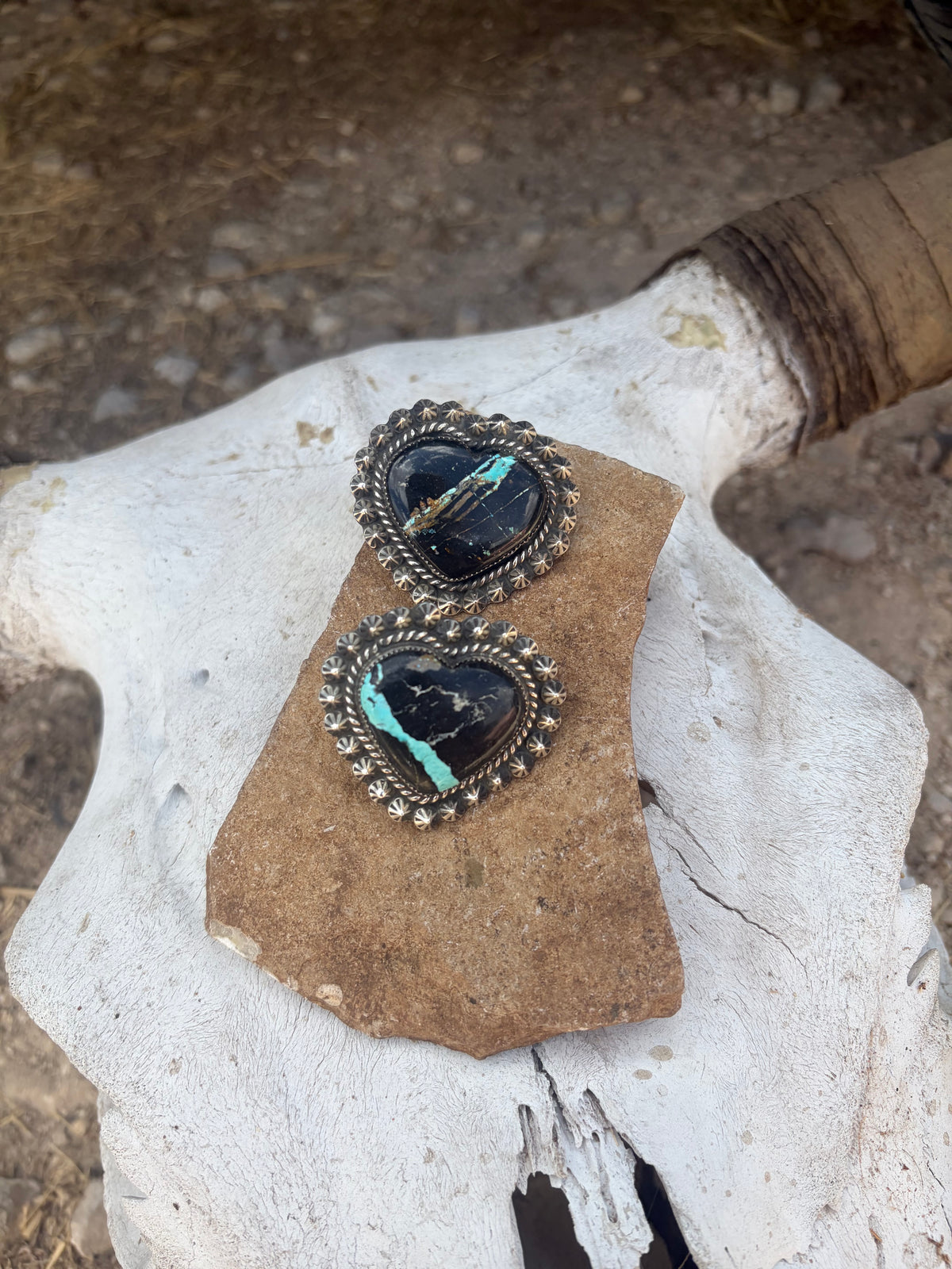 Black Jack Heart Earrings