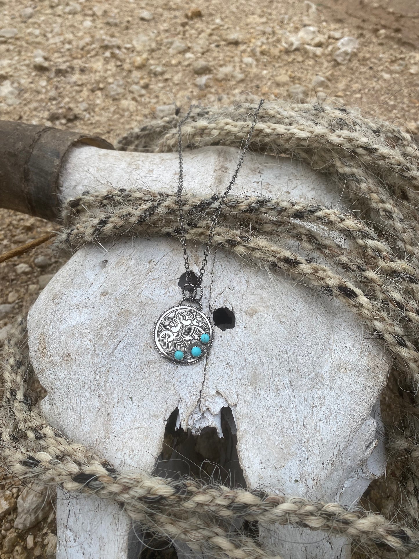 Engraved circle necklace