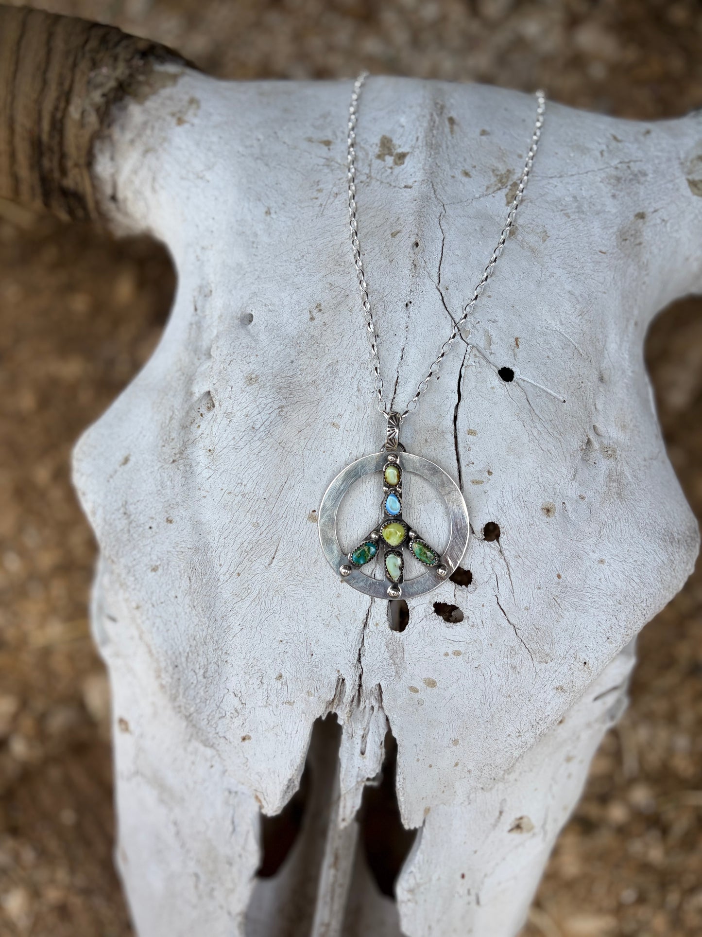 Mix Stone Peace Sign Pendant