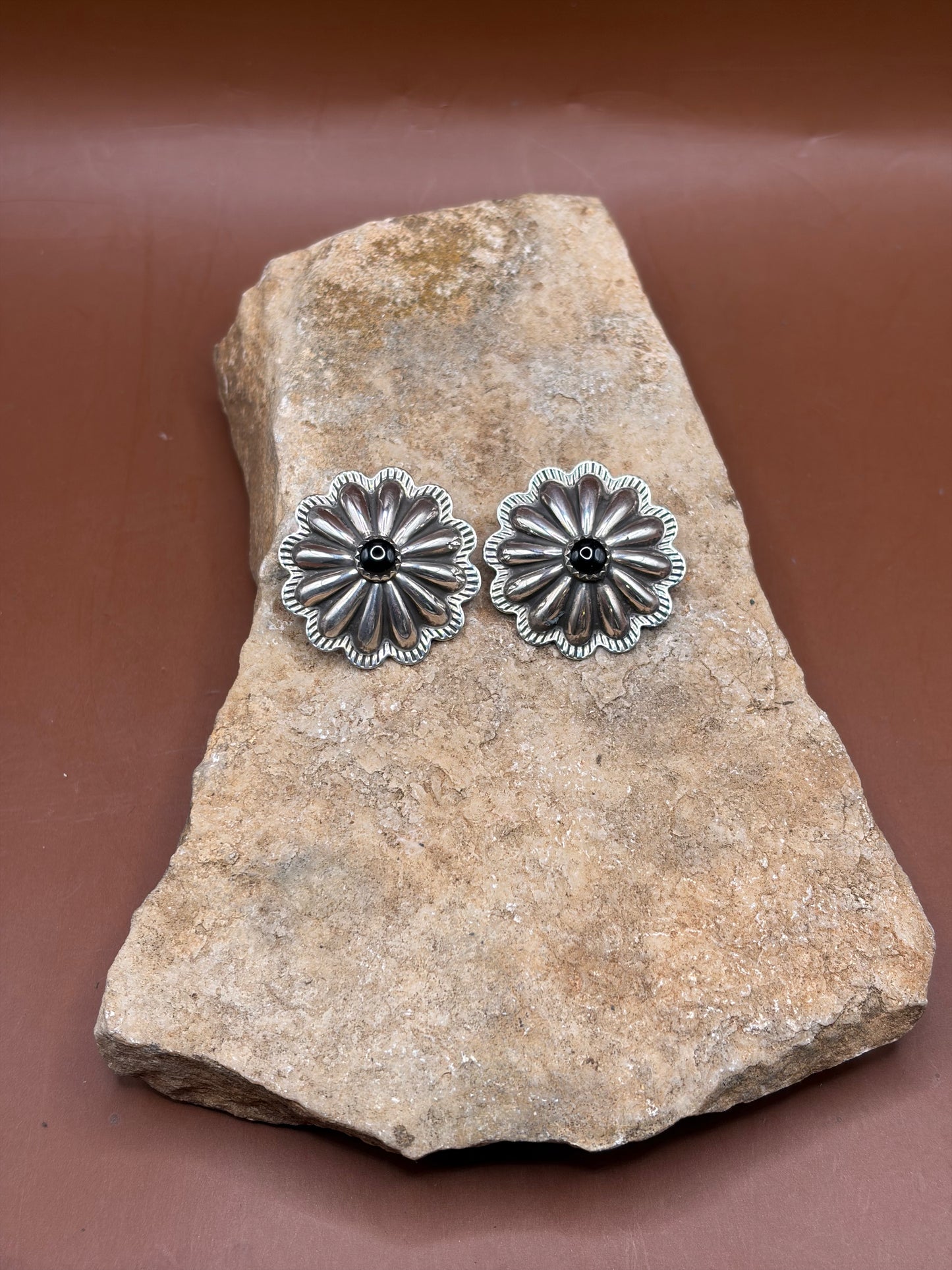 Black Onyx Concho Earrings