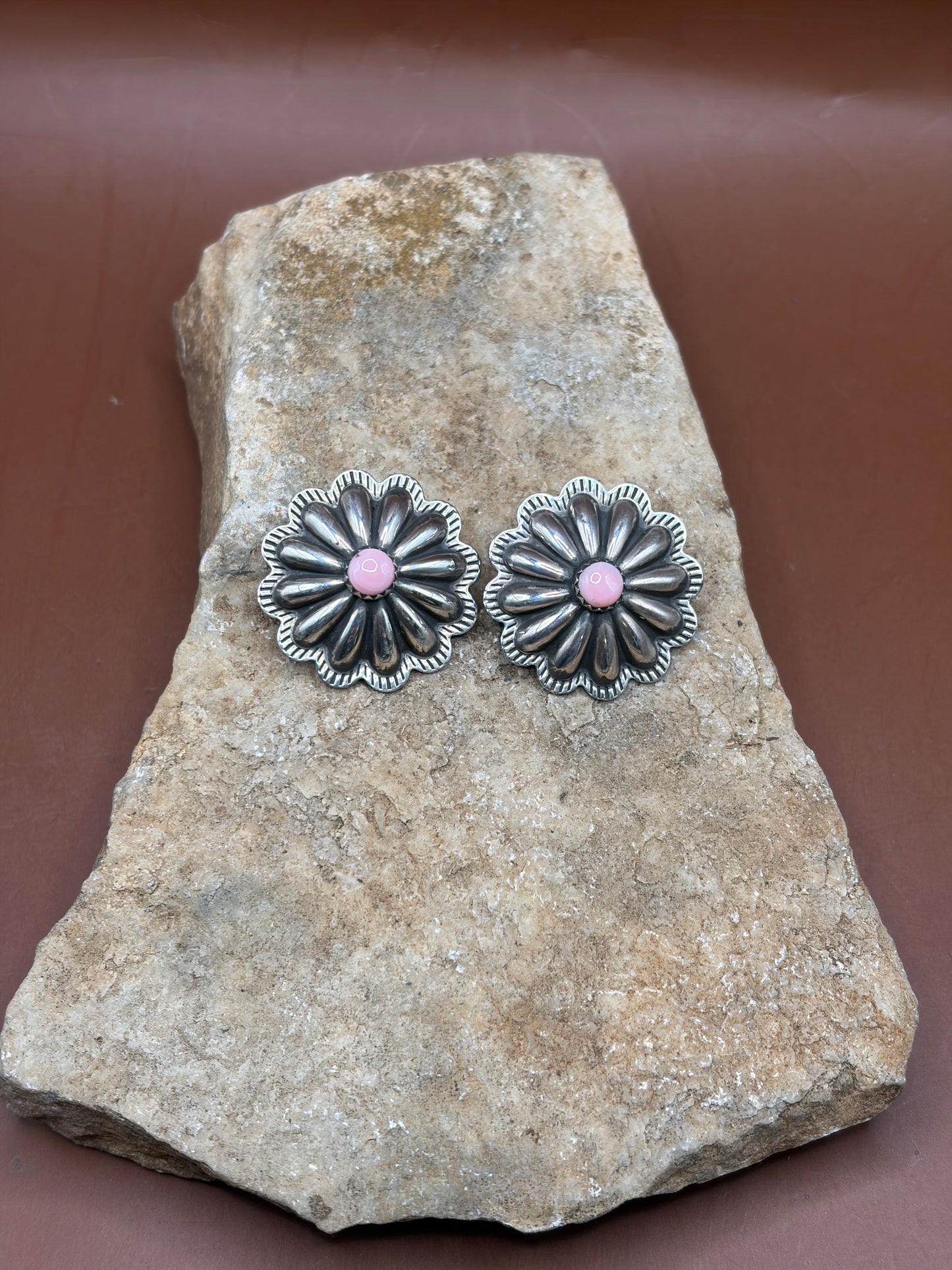 Pink Conch Concho Earrings