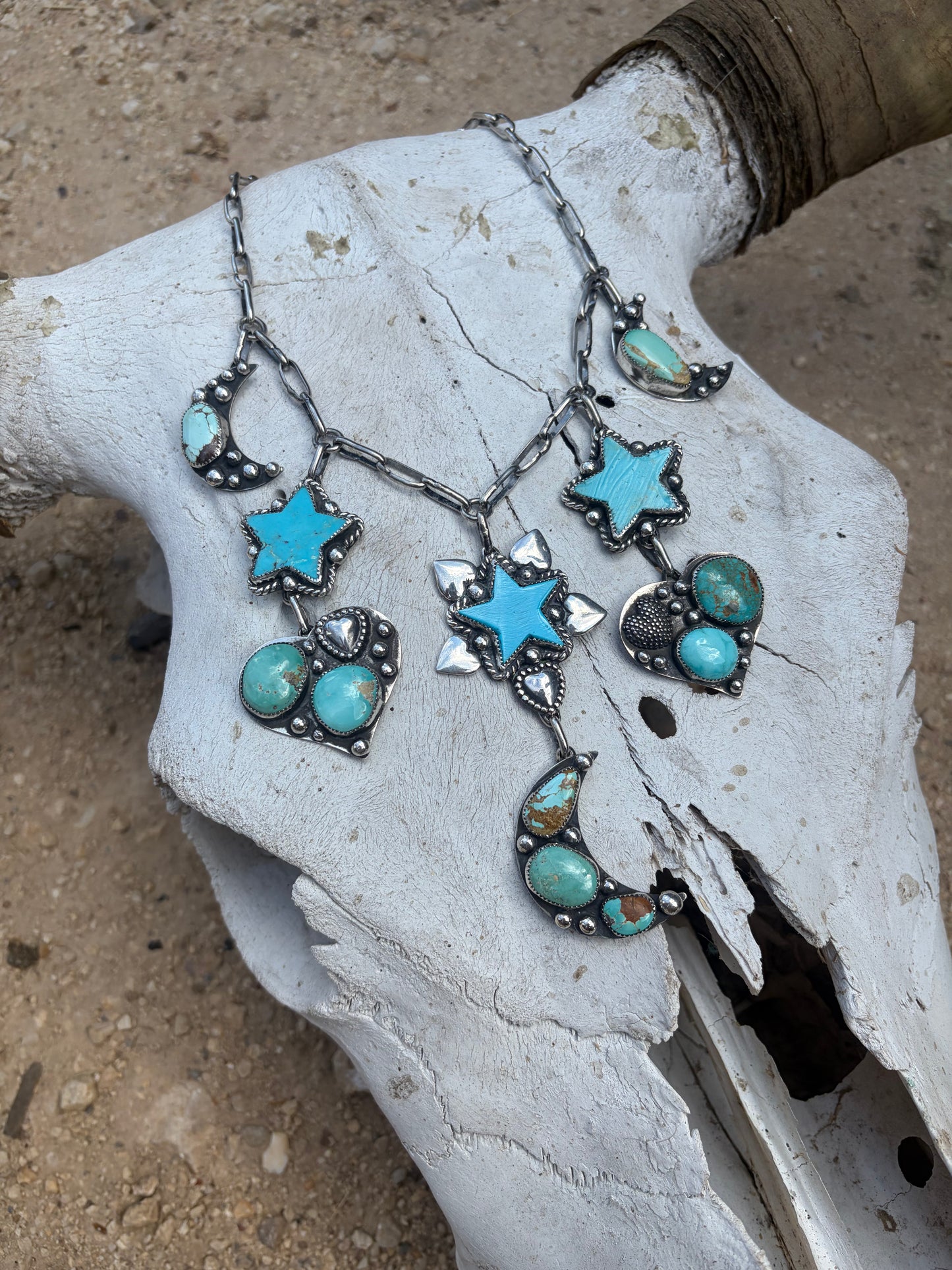 Love, shine and reach for the moon charm necklace