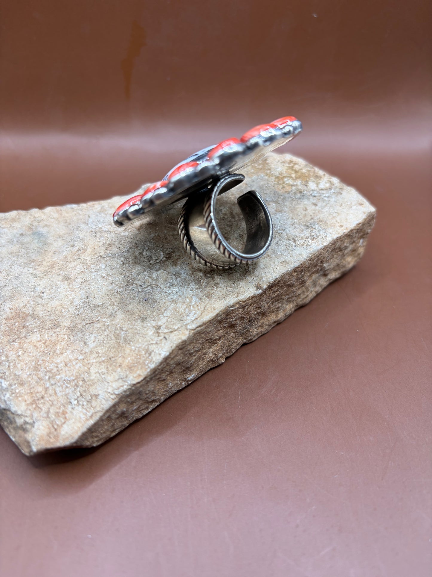 White Buffalo and Red Spiny Ring