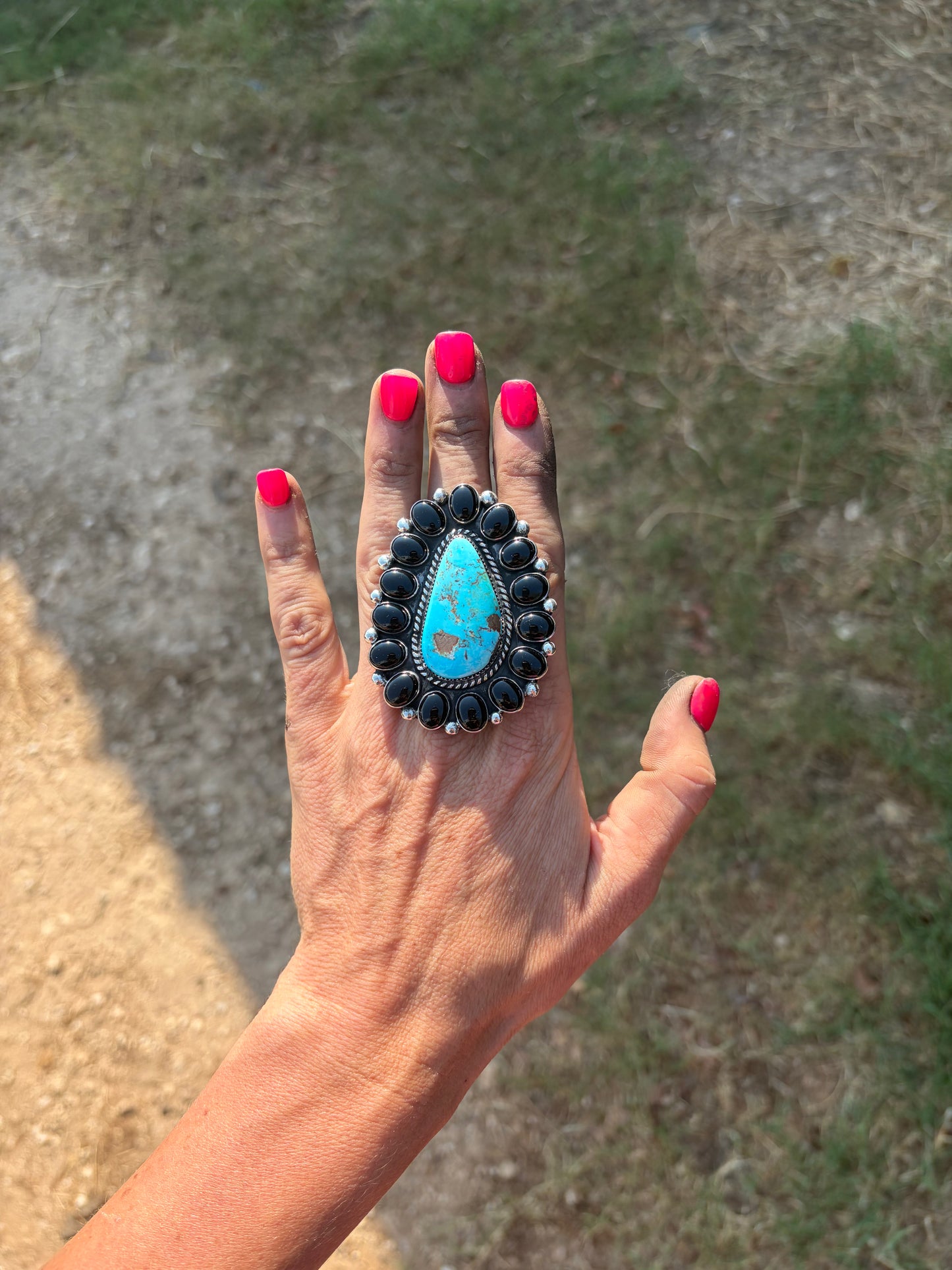 Black Onyx and Lone Mountain Ring