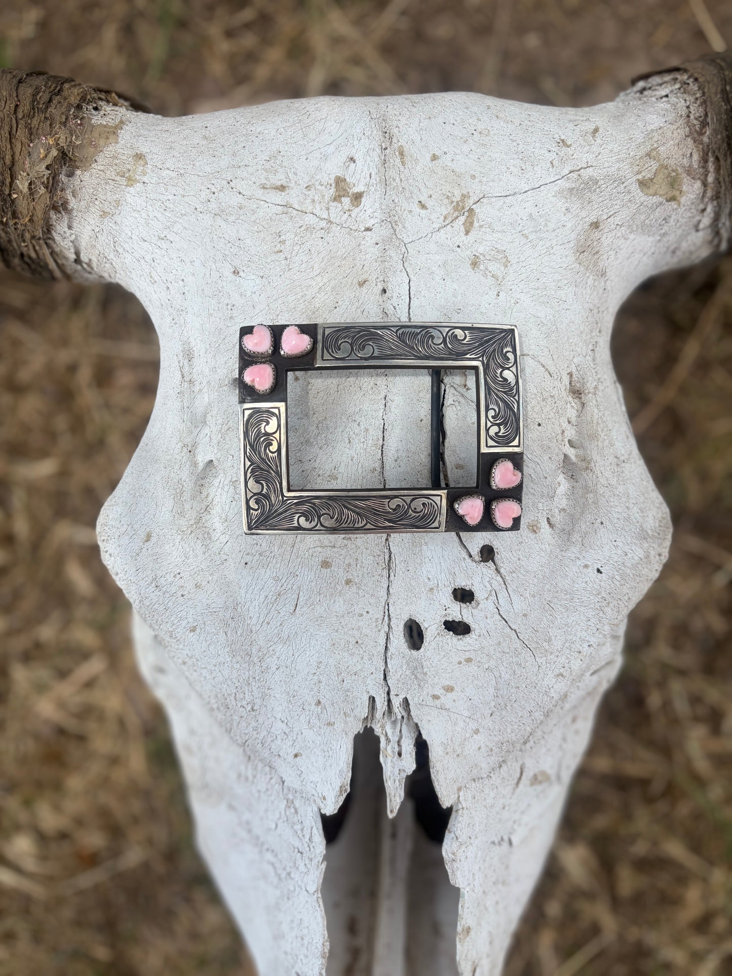 Pink Conch Heart Belt Buckle