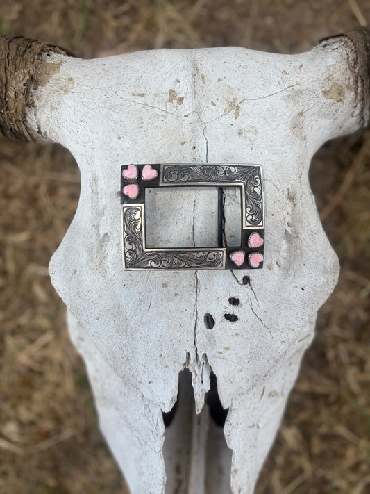 Pink Conch Heart Belt Buckle