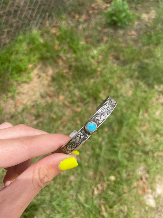 Small Turquoise Engraved Cuff